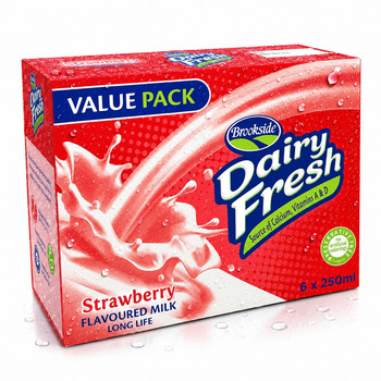 BROOK/S MILK FLAVOURED S/BERRY 6 PACK 250ML