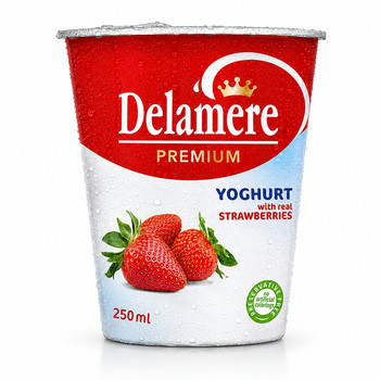 DELAMERE PREM FRUIT YOGHURT S/BERRY 250ML