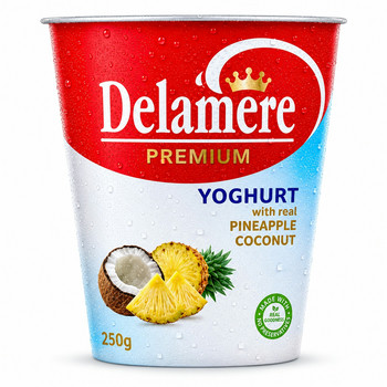 DELAMERE YOG PINEAPPLE COCONUT CUP 250ML