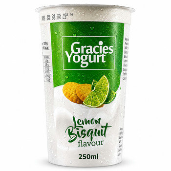 GRACIES YOG LEMON BISCUIT 250ML CUP