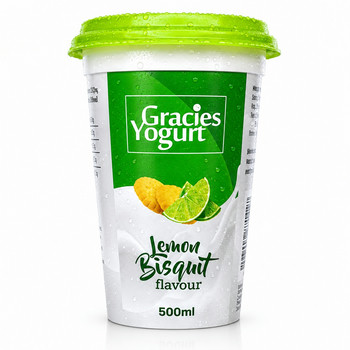 GRACIES YOG LEMON BISCUITS 500ML CUP