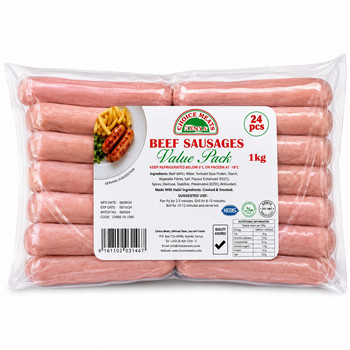 C & M BEEF SAUSAGES V.P 1KG