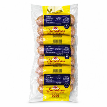 F&C RETAIL BEEF SMOKIES 900GMS