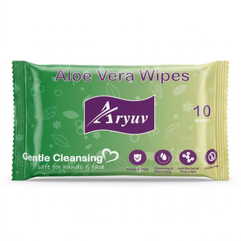 ARYUV SINGLE PACK WET WIPES ALOE VERA 10S